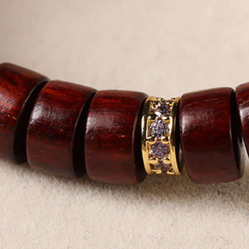 Buddha Stones Red Rosewood Ebony Wood Grounding Barrel Bead Minimalist Bracelet - image 8