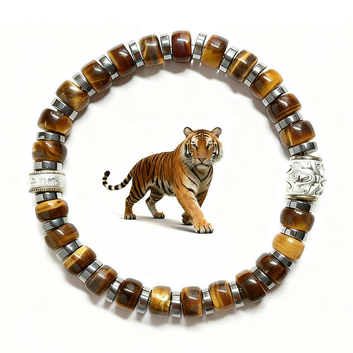 Buddha Stones Natural Tiger Eye Antique Silver Lion Confidence Bead Bracelet - image 3