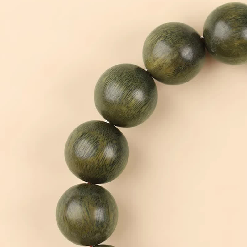 Buddha Stones Green Sandalwood Serenity Jade Accent Barrel Bead Bracelet - image 9