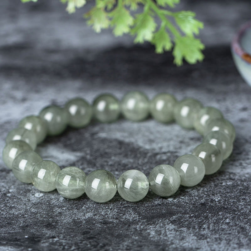Buddha Stones Natural Green Crystal Blessing Wealth Bracelet - Light Green - 10mm - image 0