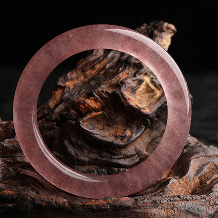 Buddha Stones Natural Strawberry Quartz Love Healing Bracelet Bangle - image 4
