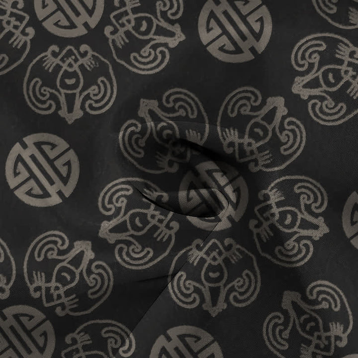 Buddha Stones Vintage Medallion Geometric Pattern Buttons Breathable Men's Short Sleeve Shirt - image 2