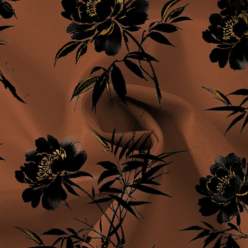 Buddha Stones Tropical Floral Leaf Pattern Buttons Breathable Men's Short Sleeve Shirt - image 4