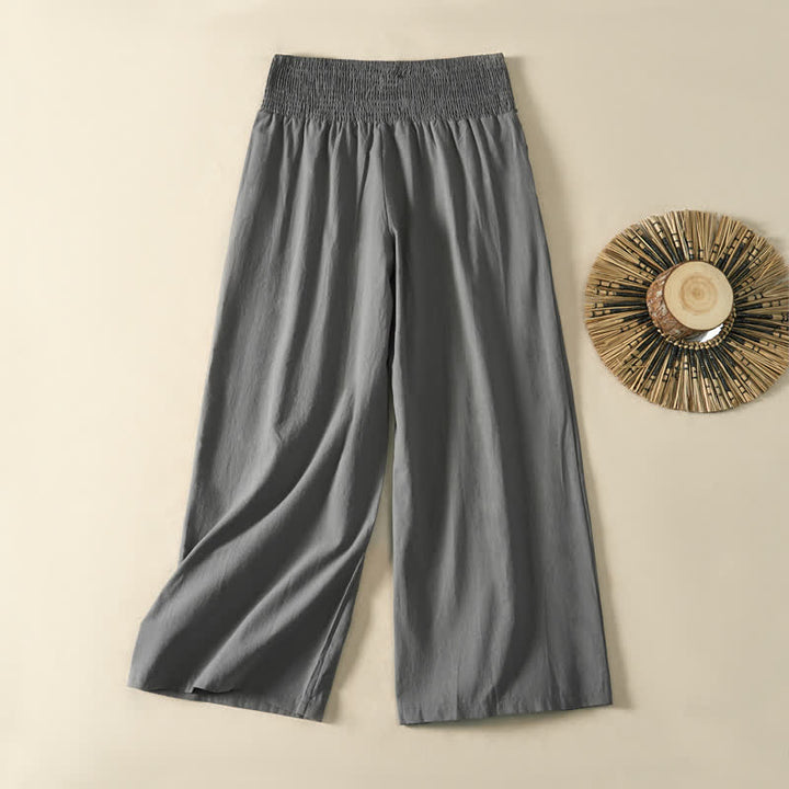 Buddha Stones Spring Summer Casual Minimalist Solid Long Pants Women's Wide Leg Pants With Pocket - image 15