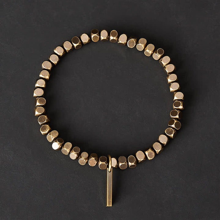 Buddha Stones 4mm Small Square Shape Beads Brass Healing Bracelet - image 1
