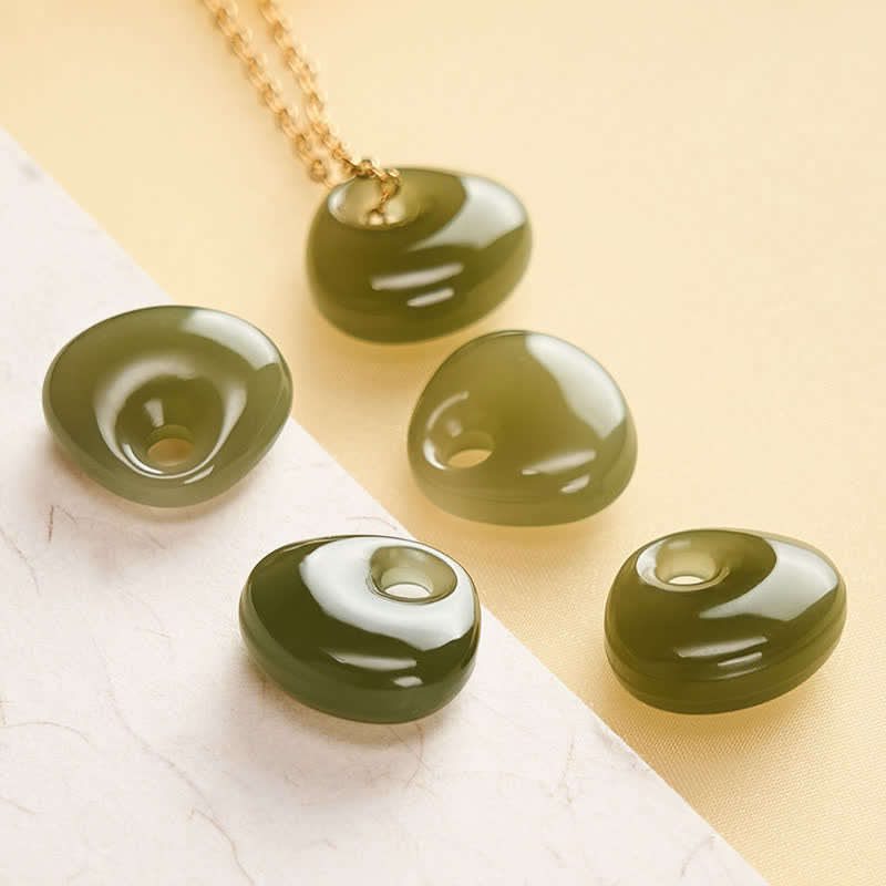 Buddha Stones Jade Child Lock Luck Mini Pendant Necklace - image 5