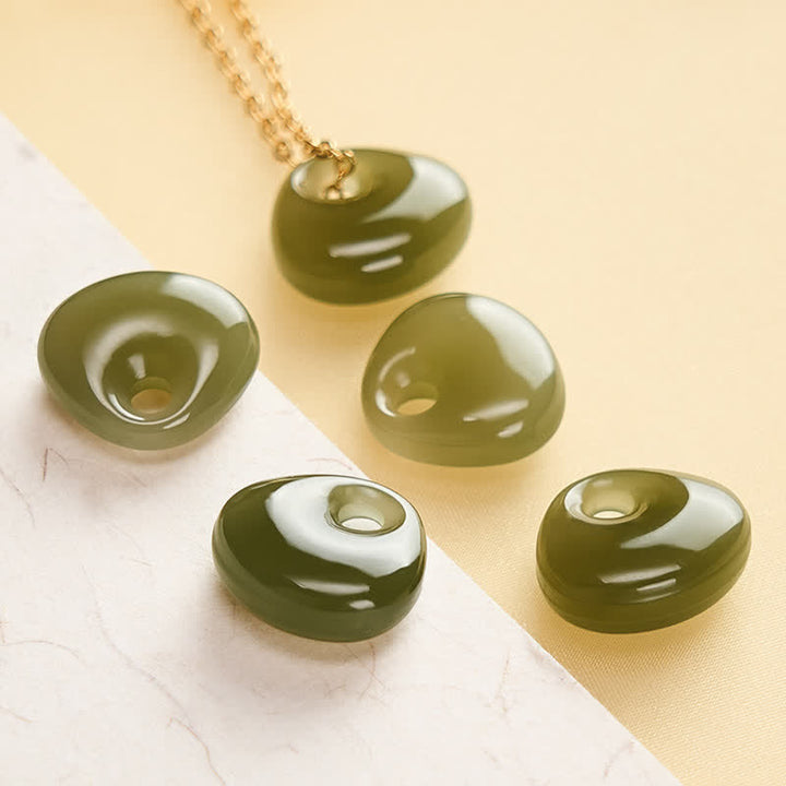 Buddha Stones Jade Child Lock Luck Mini Pendant Necklace - image 5