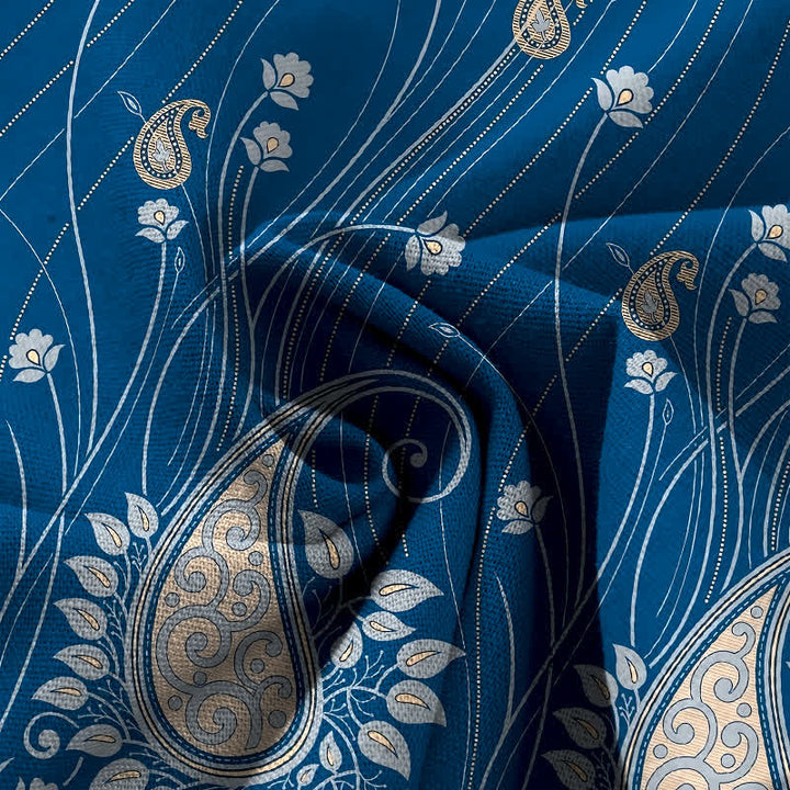 Buddha Stones Cotton Linen Paisley Floral Lines Pattern Women's Elastic Waist Wide Leg Pants With Pockets - image 3