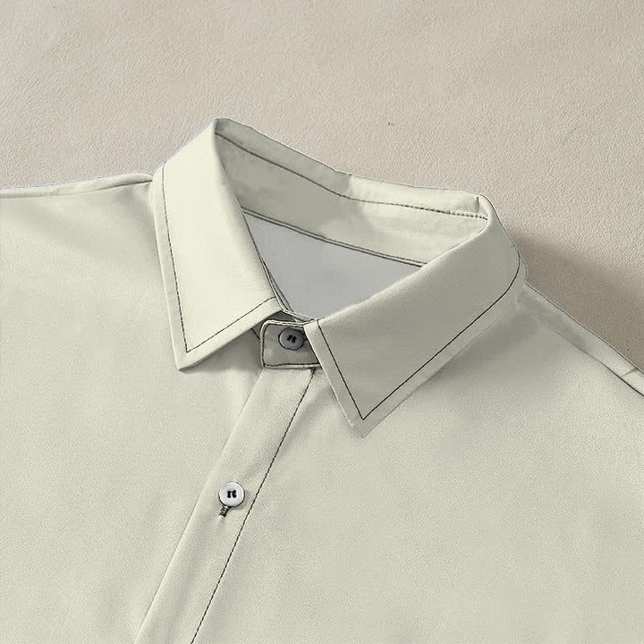 Buddha Stones Autumn Maple Branch Pattern Buttons Breathable Men's Short Sleeve Shirt - image 2