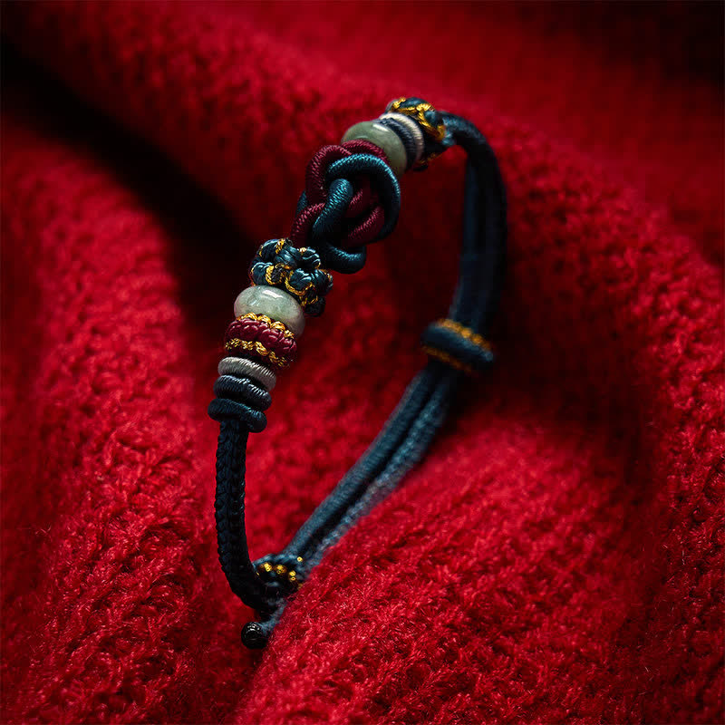 Buddha Stones Hand-Woven Love Heart Knot Jade Luck Braided Cord Bracelet - image 18
