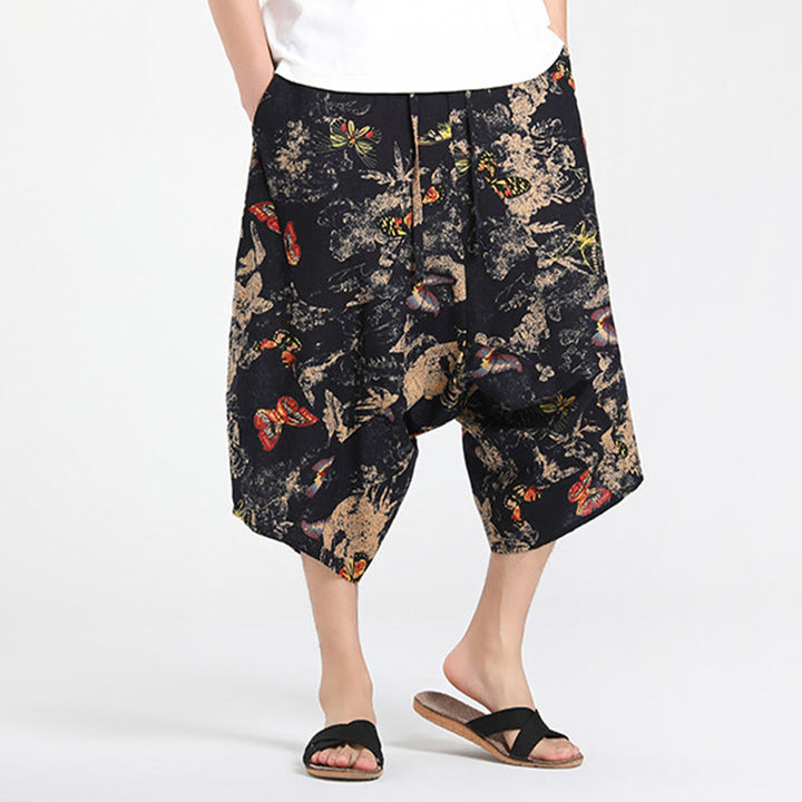 Buddha Stones Summer Boho Casual Drawstring Abstract Geometry Capri Pants Men's Harem Pants With Pocket - image 25