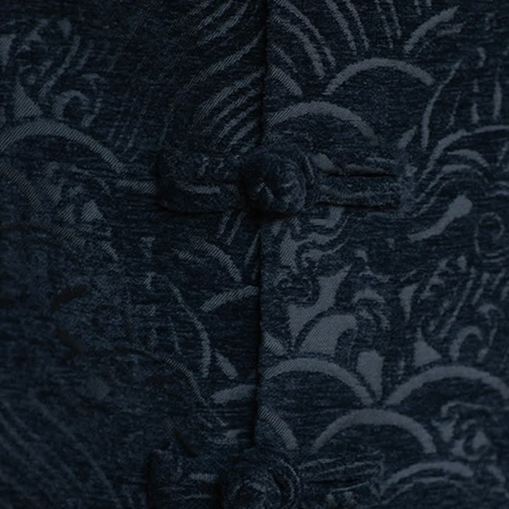 Buddha Stones Fall Tang Style Vintage Mandarin Collar Frog Button Abstract Jacquard Men's Sleeveless Shirts - image 11