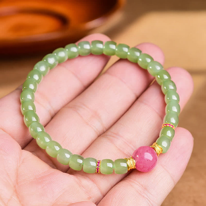 Buddha Stones Jade Luck Round Bead Rhodonite Bracelet - image 7