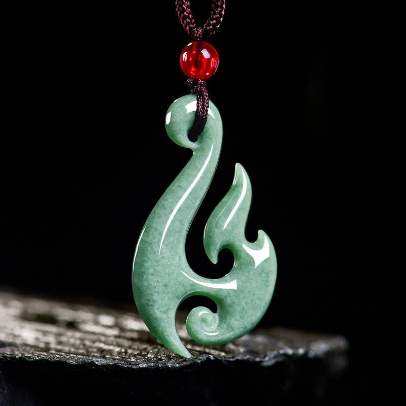 Buddha Stones Natural Jade Spiral Abundance  Pendant Necklace - image 1