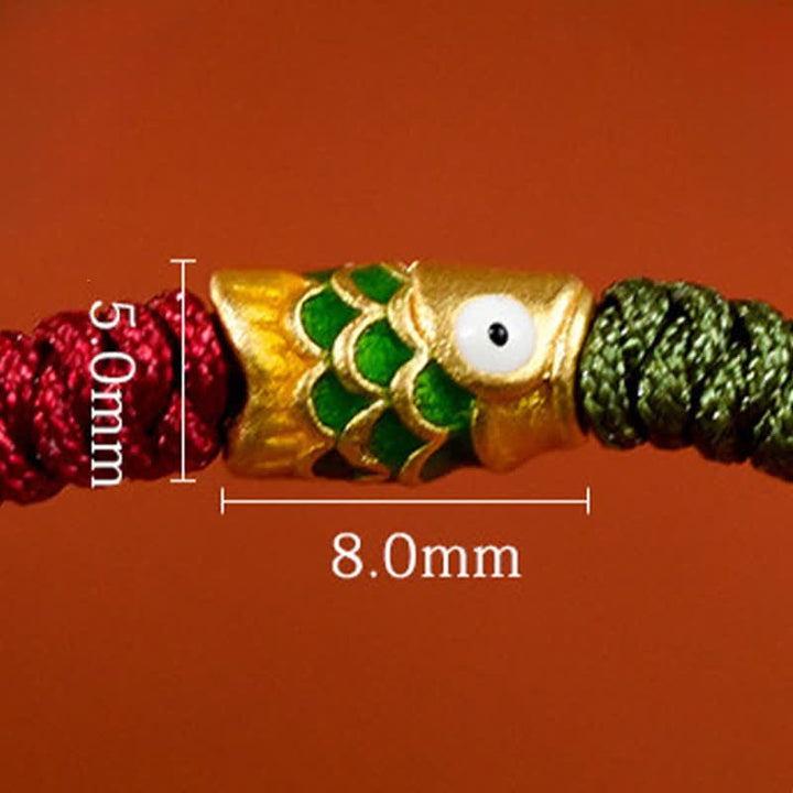 Buddha Stones 999 Gold Braided Colorful Red Green String Koi Fish Luck Bracelet Anklet - image 18