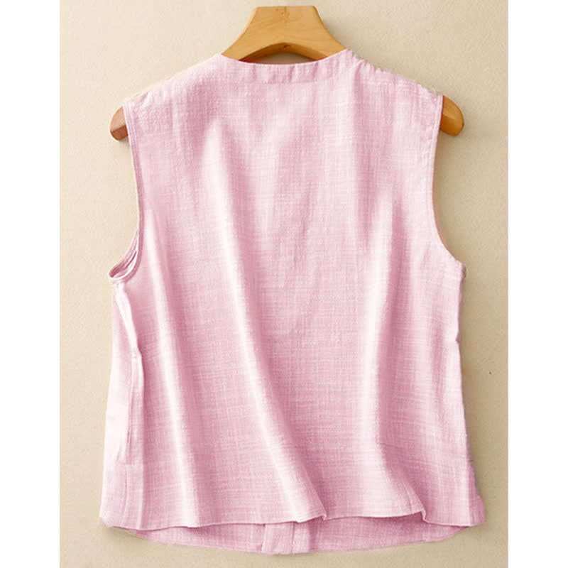 Buddha Stones Summer Casual Minimalist Button-Up Solid Tank Top Women's Sleeveless Shirts - image 13