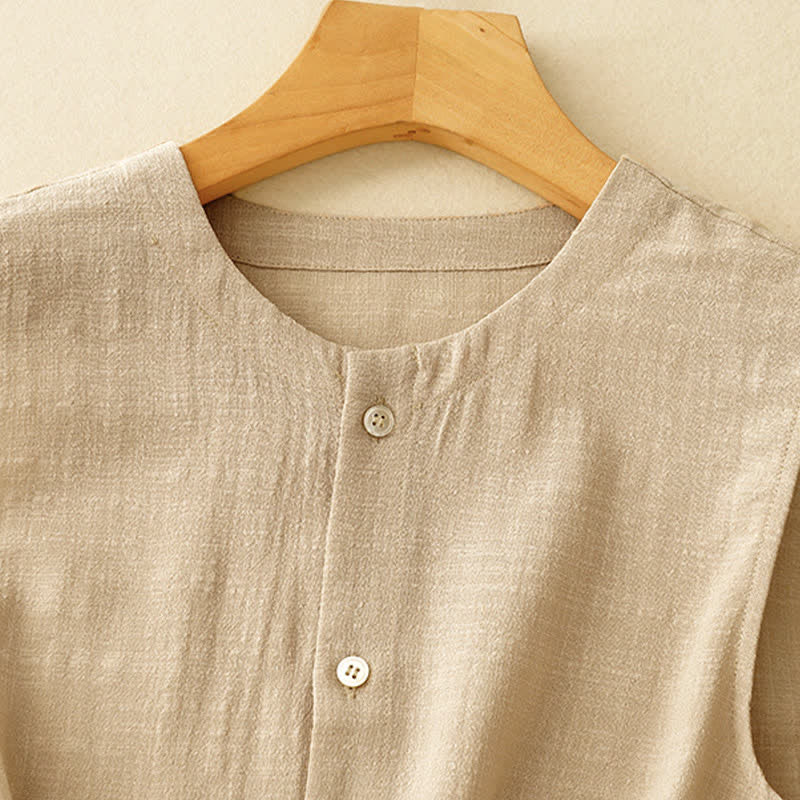 Buddha Stones Summer Casual Minimalist Button-Up Solid Tank Top Women's Sleeveless Shirts - image 3