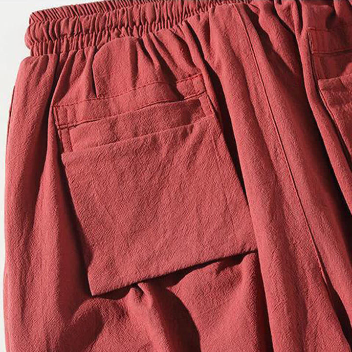Buddha Stones Summer Tang Style Drawstring Koi Fish Capri Pants Men's Harem Pants With Pocket - image 8