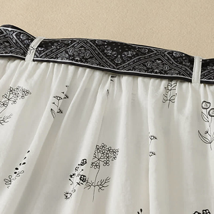 Buddha Stones Summer Casual Vintage Drawstring Floral Ankle Pants Women's Wide Leg Pants With Pocket - image 15