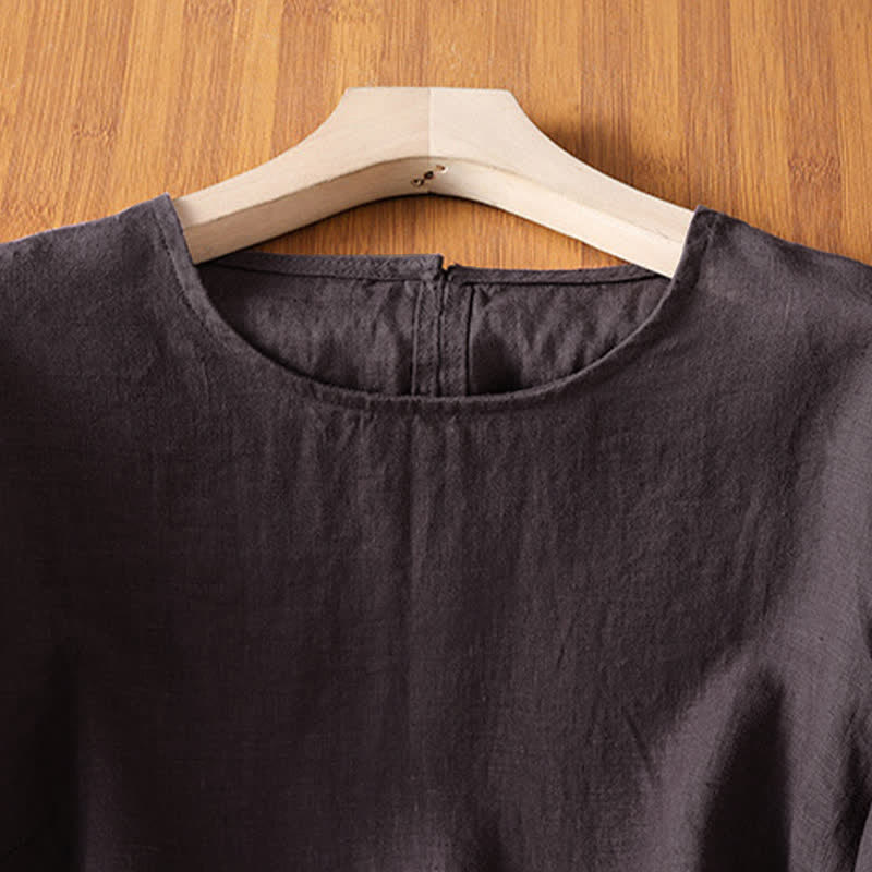 Buddha Stones Summer Casual Minimalist Solid Flared Hem Women's Short Sleeve T-Shirts - image 11