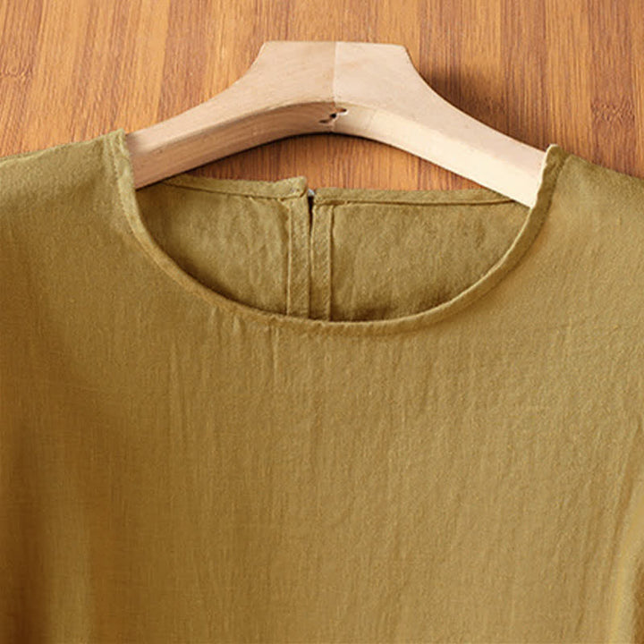 Buddha Stones Summer Casual Minimalist Solid Flared Hem Women's Short Sleeve T-Shirts - image 2