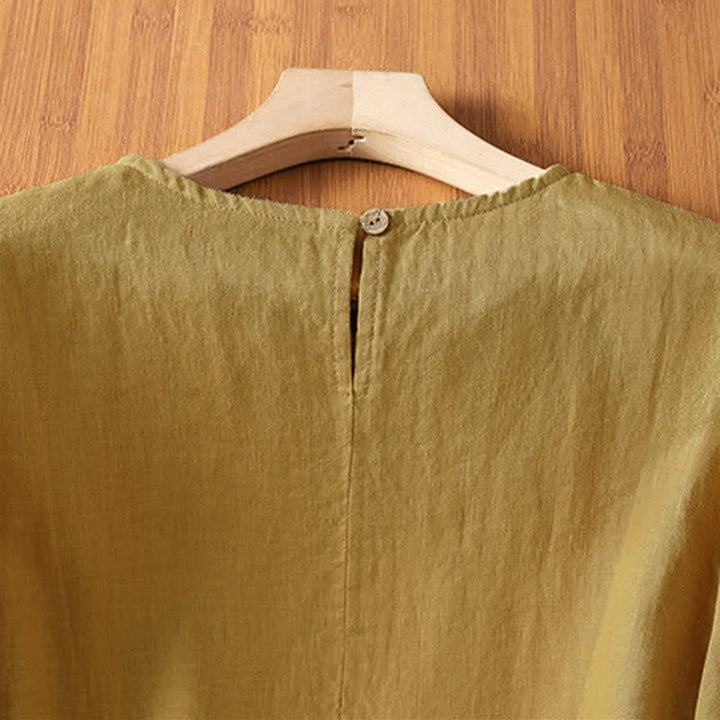 Buddha Stones Summer Casual Minimalist Solid Flared Hem Women's Short Sleeve T-Shirts - image 3