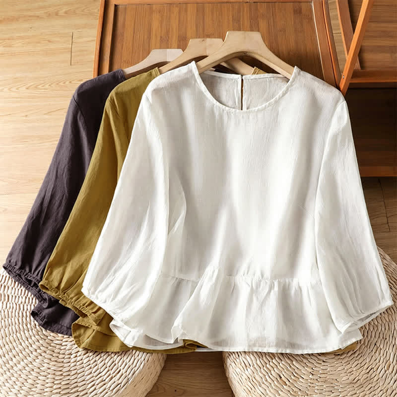 Buddha Stones Summer Casual Minimalist Solid Flared Hem Women's Short Sleeve T-Shirts - image 24