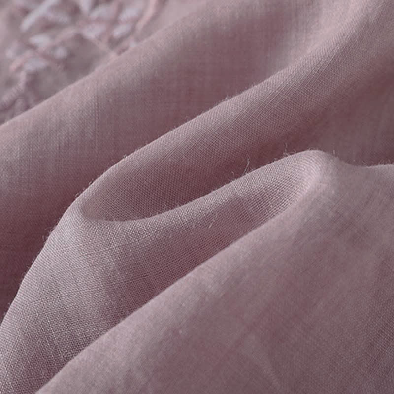 Buddha Stones Summer Casual Vintage Embroidery Floral Women's Short Sleeve Shirts - image 12