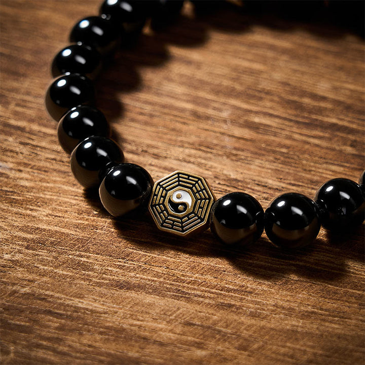 Buddha Stones Black Onyx Bagua Balance Charm Beaded Bracelet - image 10