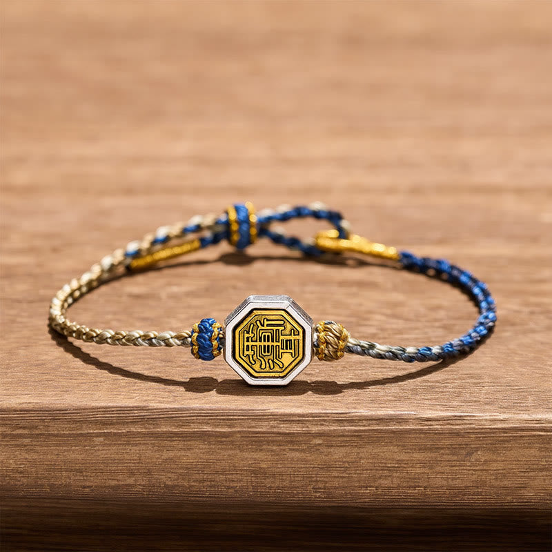 Buddha Stones Hand-Woven Bagua Octagonal Spacer Balance String Lucky Adjustable Braided Cord Bracelet - image 1