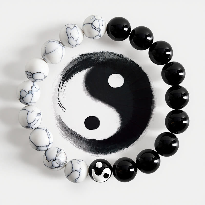 Buddha Stones Liuli Glass Bead Yin Yang Balance Round Bead Bracelet - Yin Yang (Harmony ♥ Balance) - image 0