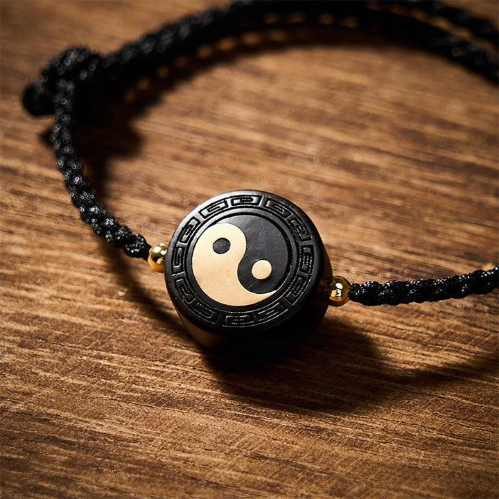 Buddha Stones Ebony Wood Bagua Grounding Red String Bracelet - image 14