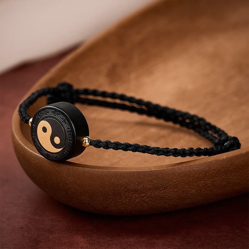 Buddha Stones Ebony Wood Bagua Grounding Red String Bracelet - image 9