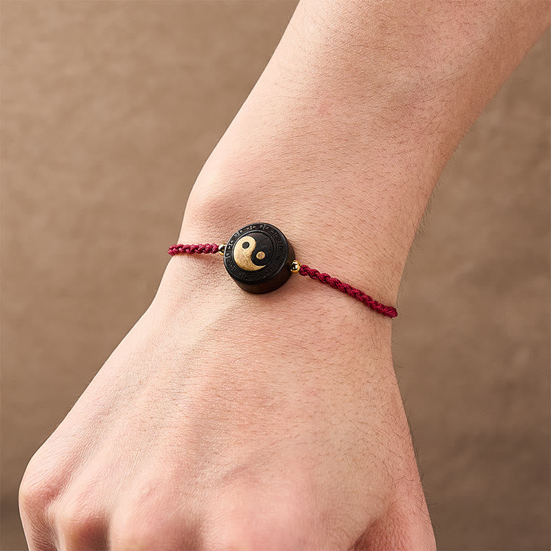 Buddha Stones Ebony Wood Bagua Grounding Red String Bracelet - image 5