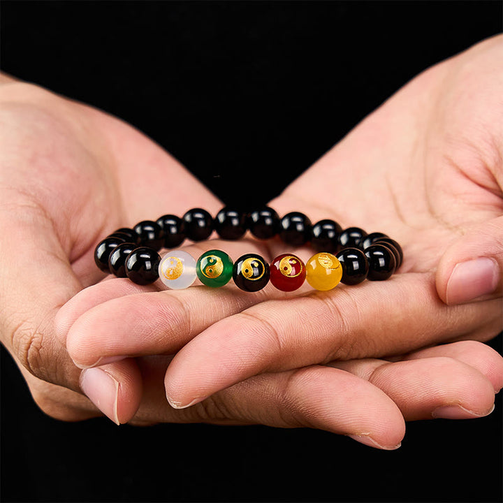 Buddha Stones Black Onyx Yin Yang Purity Hand-Polished Round Bead Bracelet - image 2
