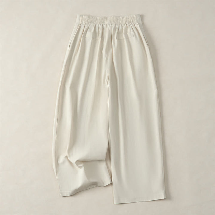 Buddha Stones Summer Minimalist Elegant Button-Up Solid Zipper Design Cropped Pants Women's Straight Leg Pants With Pockets - image 18