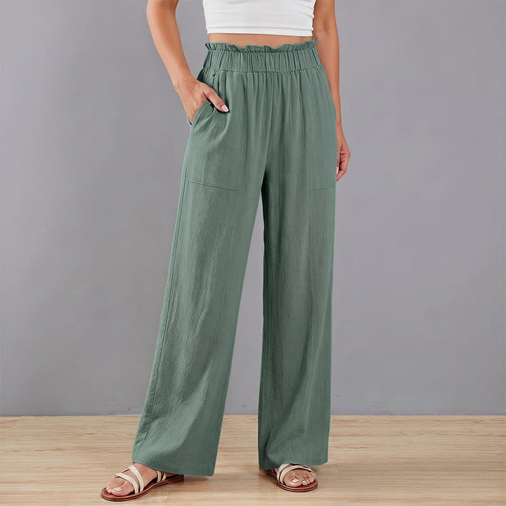 Buddha Stones Spring Summer Casual Minimalist Solid Drawstring Long Pants Women's Straight Leg Pants With Pockets - image 10