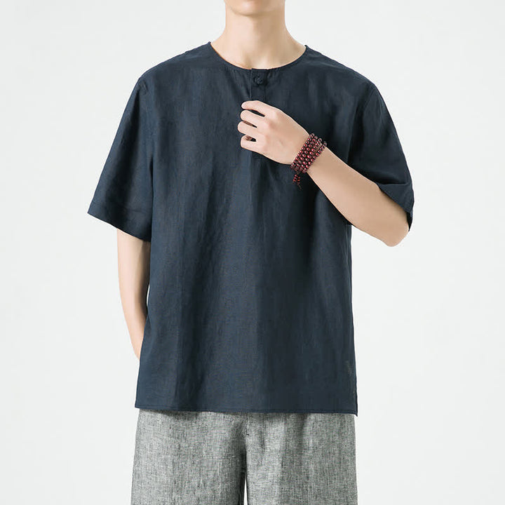 Buddha Stones Spring Summer Casual Minimalist Button-Up Solid Men's Short Sleeve Shirts - image 28