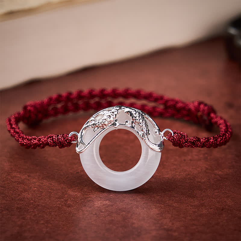 Buddha Stones White Jade Koi Fish Wealth Red String Bracelet - White Jade(Protection ♥ Happiness) - image 0