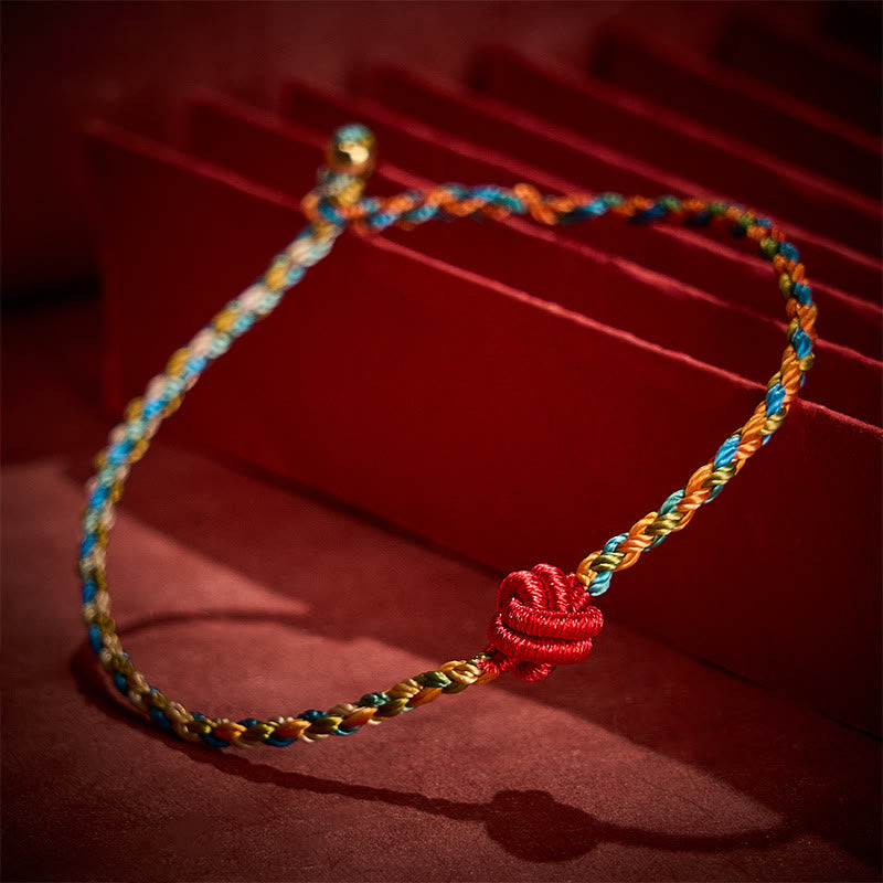 Buddha Stones Hand-Woven Colorful Red String Protection Bracelet - image 1