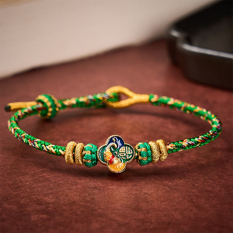 Buddha Stones Hand-Woven Koi Fish Fu Character Success Rope Bracelet - image 2