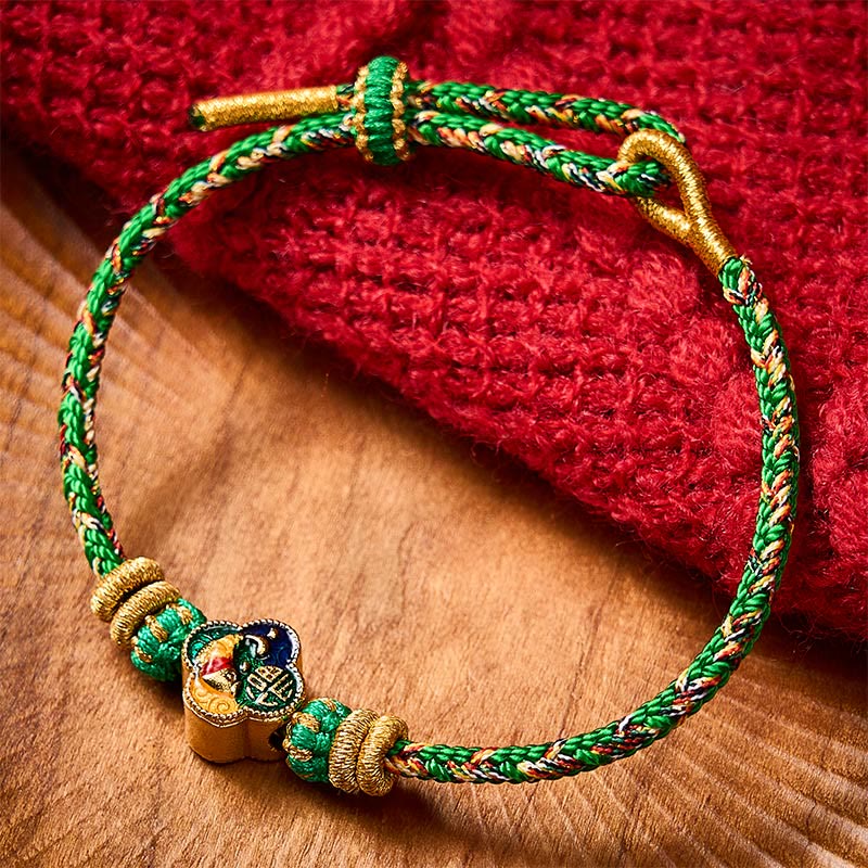 Buddha Stones Hand-Woven Koi Fish Fu Character Success Rope Bracelet - image 1