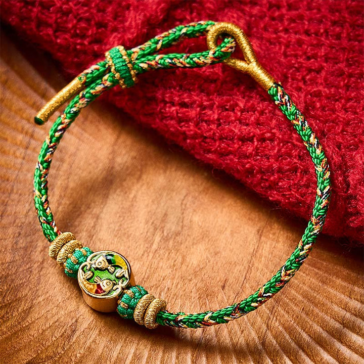 Buddha Stones Hand-Woven String Double Koi Fish Protection Rope Bracelet - image 1