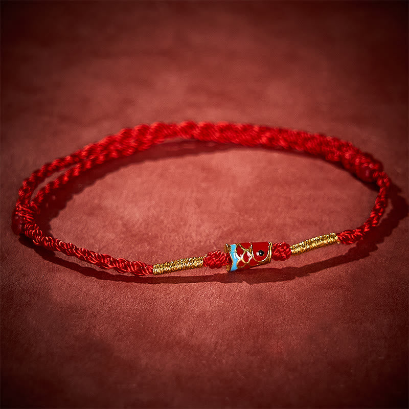 Buddha Stones Hand-Woven Red String Luck Koi Fish Adjustable Copper Charm Bracelet - image 2
