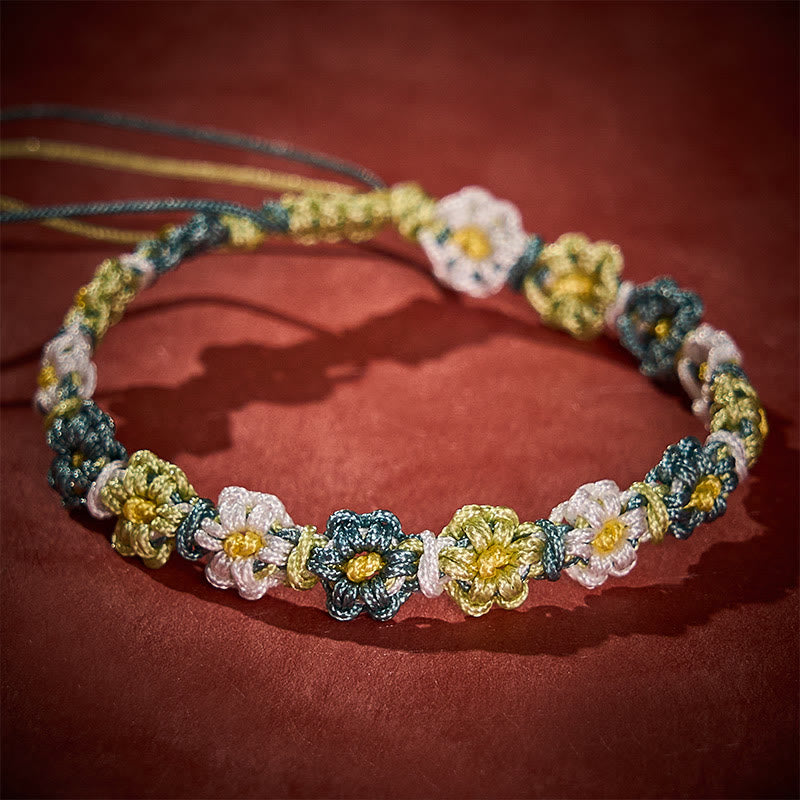 Buddha Stones Hand Woven Pastel Daisy Gradient String Bracelet - image 2