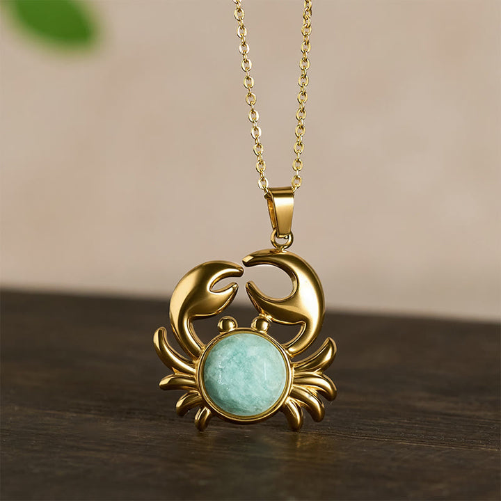 Buddha Stones Gold Plated Amethyst Crab  Inner Peace Necklace - image 16