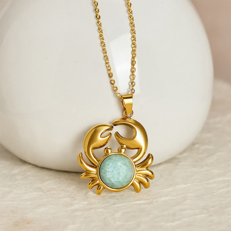 Buddha Stones Gold Plated Amethyst Crab  Inner Peace Necklace - image 13