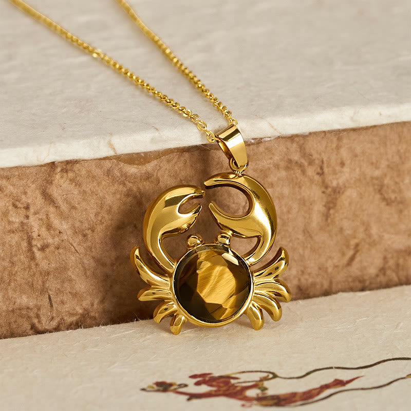 Buddha Stones Gold Plated Amethyst Crab  Inner Peace Necklace - image 9