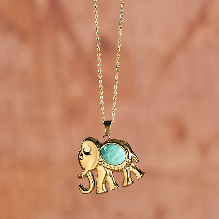 Buddha Stones Gold Plated Tiger Eye Elephant Protection Necklace - image 16