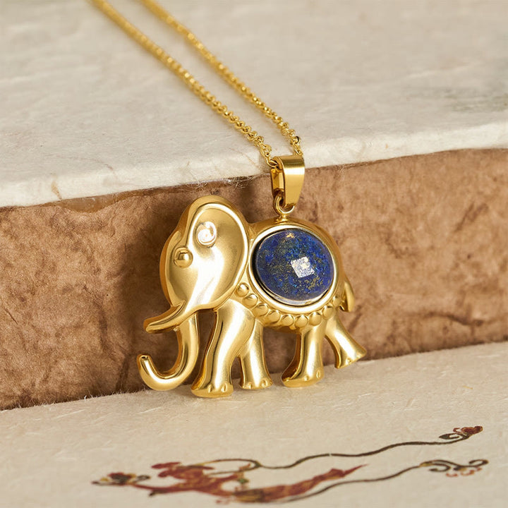 Buddha Stones Gold Plated Tiger Eye Elephant Protection Necklace - image 9